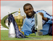 Captain Mark Alleyne with all three one day trophies