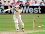 Michael Bevan is bowled by Worcestershire's Scott Ellis