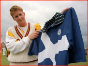 John Blain displays his 1999 World Cup Scotland shirt