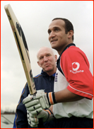 Batsman Mark Buther with coach and father Alan