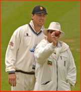 Rikki Clarke watches umpire Neil Bainton decide