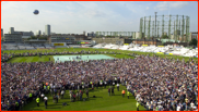 Crowd on the pitch after England beat West Indies 3-1