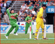 Emily Drum bowls past Michael Atherton.