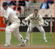 Matthew Elliott celebrates the wicket of Mark Chilton