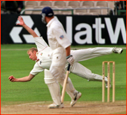 Andrew Flintoff catches Sussex captain Chris Adams