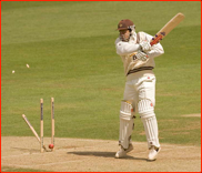 Mark Ramprakash is bowled by David Harrison