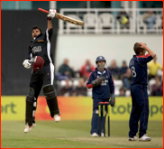 Usman Afzaal celebrates his century versus Middlesex