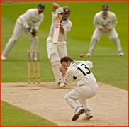 Andrew Harris drops Scott Newman off his own bowling