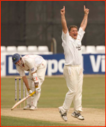 Darren Gough appeals for the lbw of David Harrison