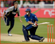 A Morne Morkel ball behind the grille of Luke Wright