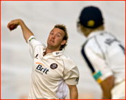 Bowler Chris Schofield in action