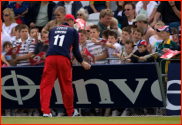 Autograph time as Andrew Flintoff rights a blown down advert