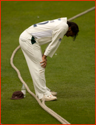 Fast bowler Shoaib Akhtar feels the heat (or his age?)