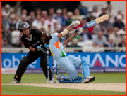 Amita Sharma is hit by a beamer, New Zealand v India, Trent Bridge.