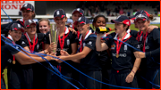 England celebrate winning the Women's ICC World T20 Cup Final v New Zealand, Lord's. 