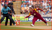 Andrew Hall fields off his own bowling, T20 Finals Day, 2009
