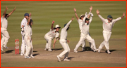 A tense moment in the Newlands Test against England.