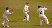 Jonathan Bairstow watches Jacques Rudolph catch Tahir