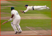 Adam Lyth fields off Samit Patel