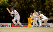 England captain, Charlotte Edwards, during her century in the Ashes Test, Sydney.