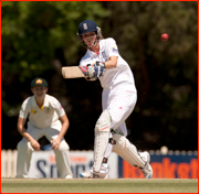 England captain, Charlotte Edwards, during her century in the Ashes Test, Sydney.