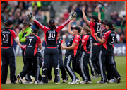 England celebrate, T20 v Australia, Bristol, 2011.