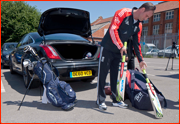 England captain Andrew Strauss arrives, Taunton, 2012