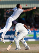 Bowler Steven Finn fields v Sri Lanka, Colombo, 2012