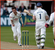 Jade Dernbach celebrates removing Chris Rogers