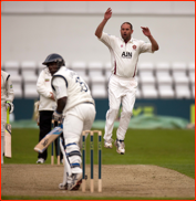 Michael Carberry edges his first ball off Andrew Hall, 2012