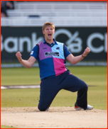 Ollie Rayner celebrates the lbw of Hamish Marshall, 2012