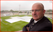 Chief Executive, Colin Povey, in the rain interrupted Test