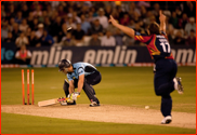 Sussex's Joe Gatting bowled by Graham Napier, 2012