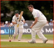 Chris Read drives back past Tim Murtagh, Uxbridge, 2012