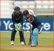 Derbyshire's Wayne Madsen is bowled by Darren Stevens