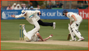 Ollie Rayner catches Ed Joyce (+ umpire Trevor Jesty) 2012