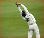 Andy Carter just holds on to a catch off Chris Wright, 2012