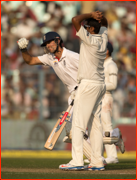 Captain Alastair Cook celebrates v India, 2012