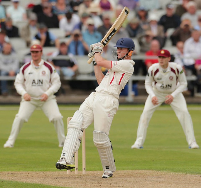 Luis Reece bats against Northamptonshire, 2013