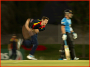 Harry Gurney bowls in the Emirates 20Twenty Final, 2014