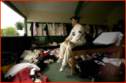 Stuart Law in the visitor's dressing room at Worcester