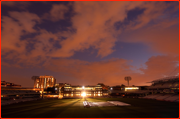 The pavilion by night.