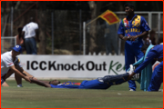 Avishka Gunawardene receives emergency physiotherapy.