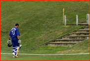 Ben Hollioake walks off after being bowled, 2001