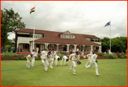 India take the field, Shenley, England.