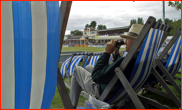 A spectator watches the last game of the 2001 season