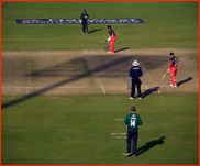 The shadow of a light tower at the Swalec Stadium