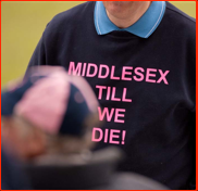 'Middlesex Till We Die' on a spectators top