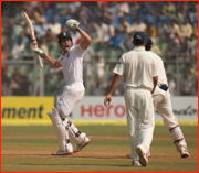 Nic Compton celebrates winning, Mumbai Test, 2012