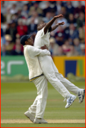 Ruchira Perera celebrates.